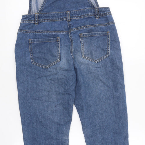 George Girls Blue 100% Cotton Dungaree One-Piece Size 11-12 Years Hook & Eye