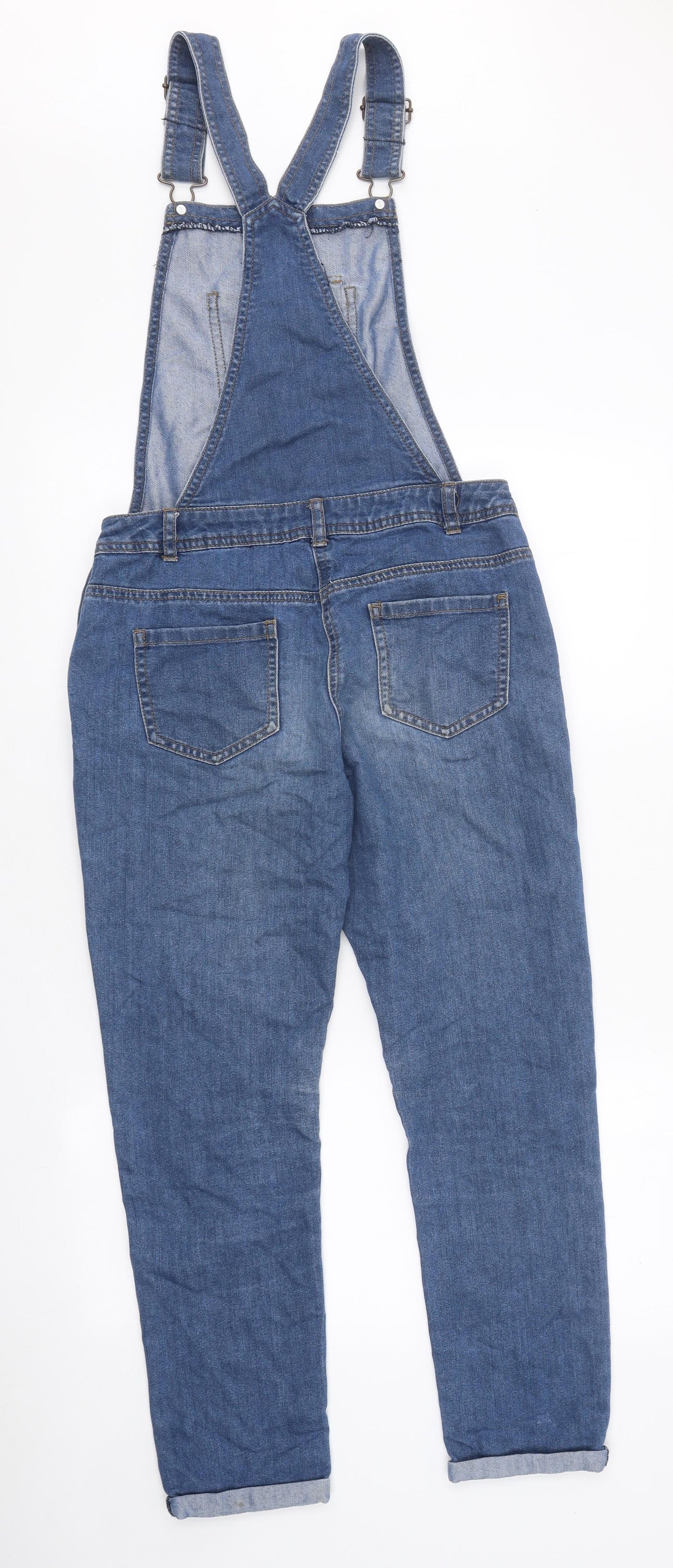 George Girls Blue 100% Cotton Dungaree One-Piece Size 11-12 Years Hook & Eye