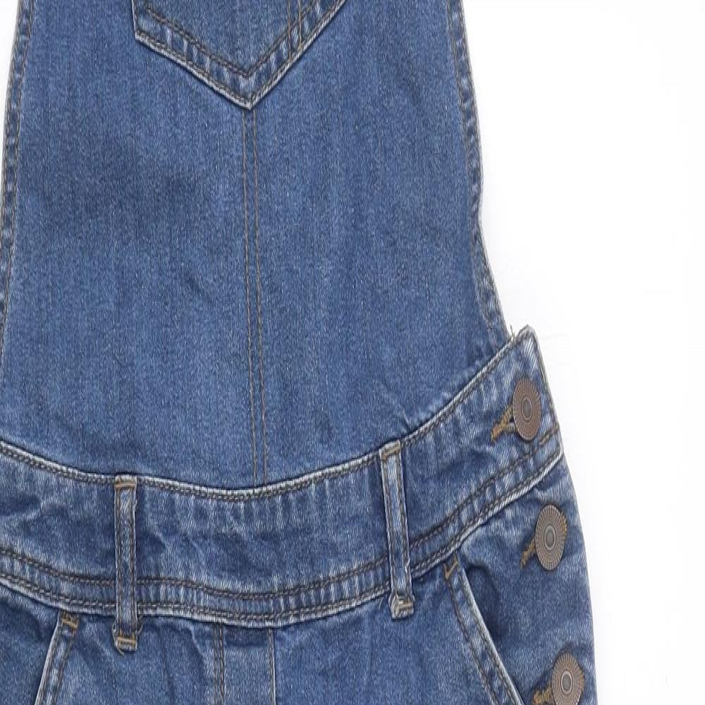 George Girls Blue 100% Cotton Dungaree One-Piece Size 11-12 Years Hook & Eye