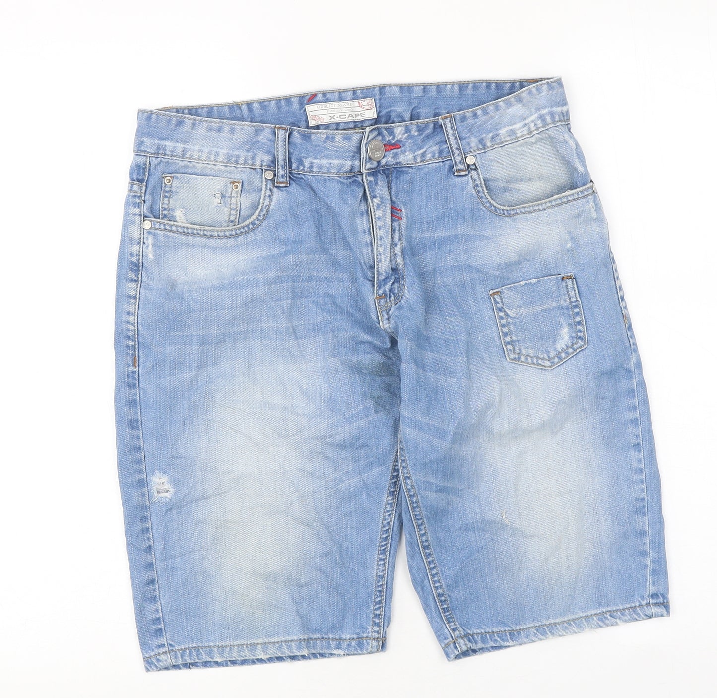 X-Cape Mens Blue Cotton Biker Shorts Size 36 in L11 in Regular Zip
