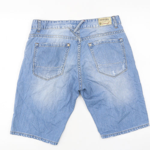 X-Cape Mens Blue Cotton Biker Shorts Size 36 in L11 in Regular Zip