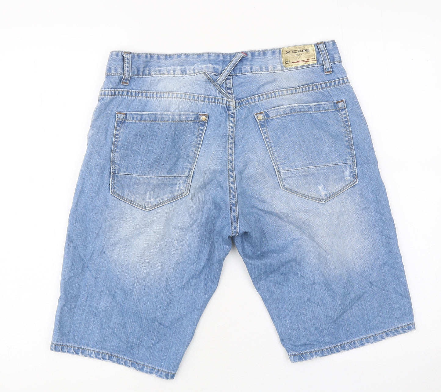 X-Cape Mens Blue Cotton Biker Shorts Size 36 in L11 in Regular Zip