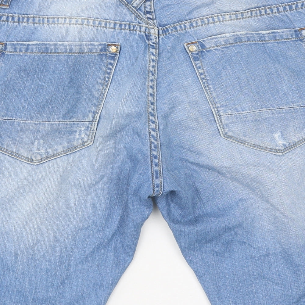 X-Cape Mens Blue Cotton Biker Shorts Size 36 in L11 in Regular Zip