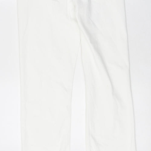 Marks and Spencer Womens White 100% Cotton Skinny Jeans Size 10 L31 in Regular Zip
