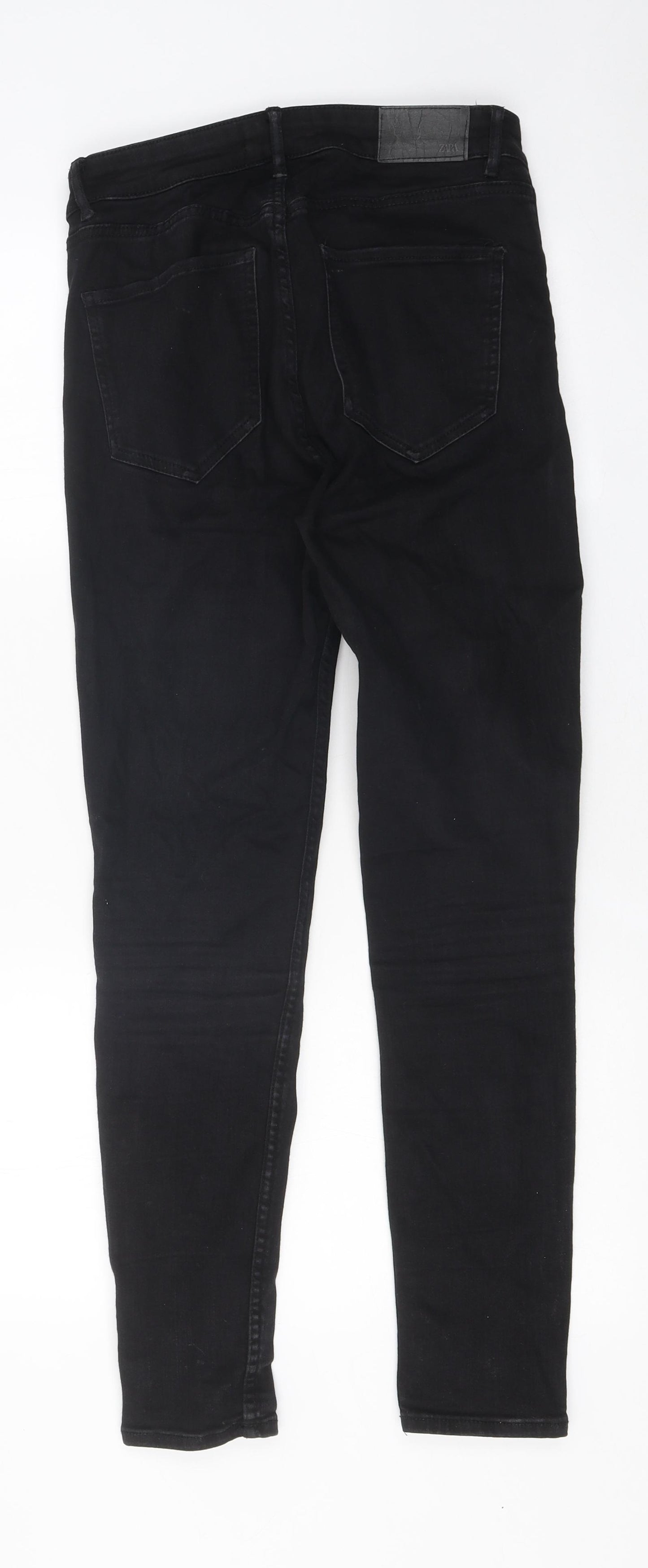 Zara Womens Black 100% Cotton Skinny Jeans Size 8 L25 in Regular Zip