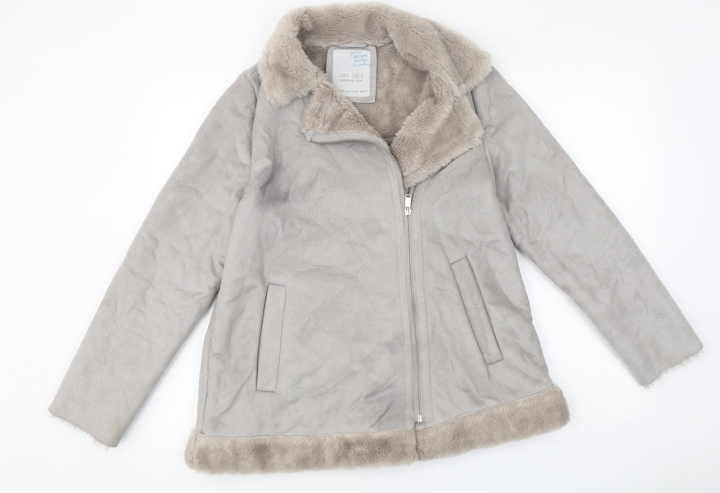 Zara Girls Grey Jacket Size 13-14 Years Zip