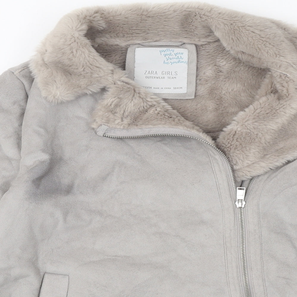 Zara Girls Grey Jacket Size 13-14 Years Zip