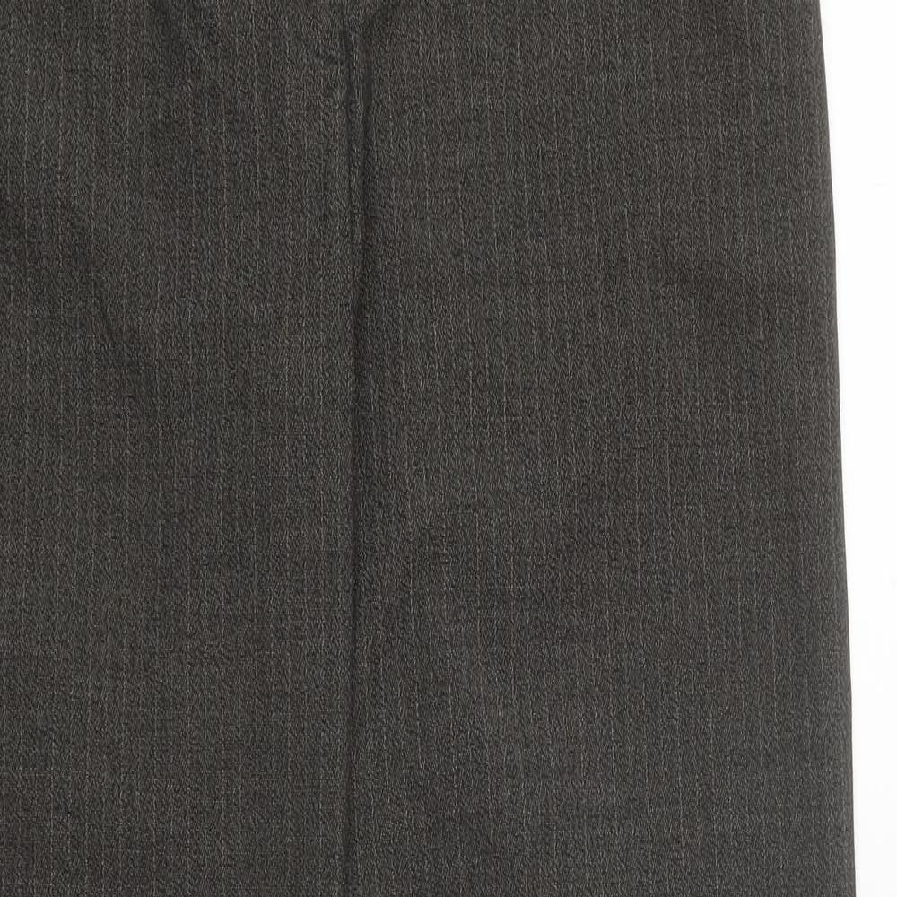 NEXT Womens Black Striped Polyester Trousers Size 12 L32 in Regular Zip