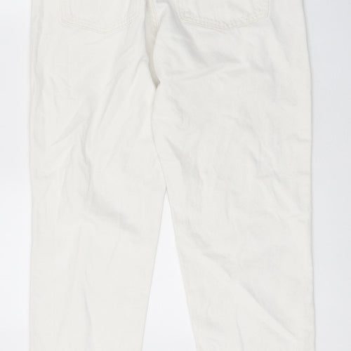 Bershka Womens White 100% Cotton Straight Jeans Size 10 L27 in Regular Zip