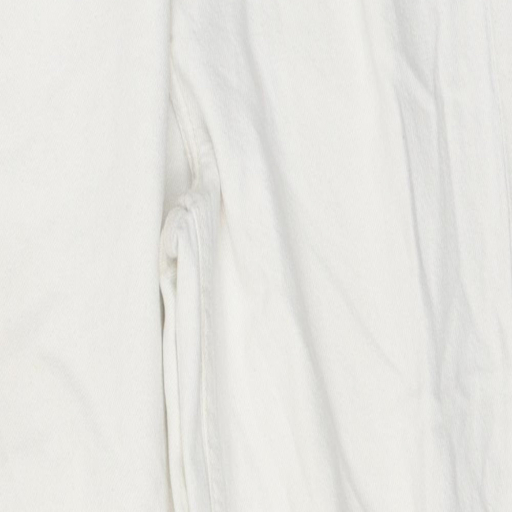 Bershka Womens White 100% Cotton Straight Jeans Size 10 L27 in Regular Zip