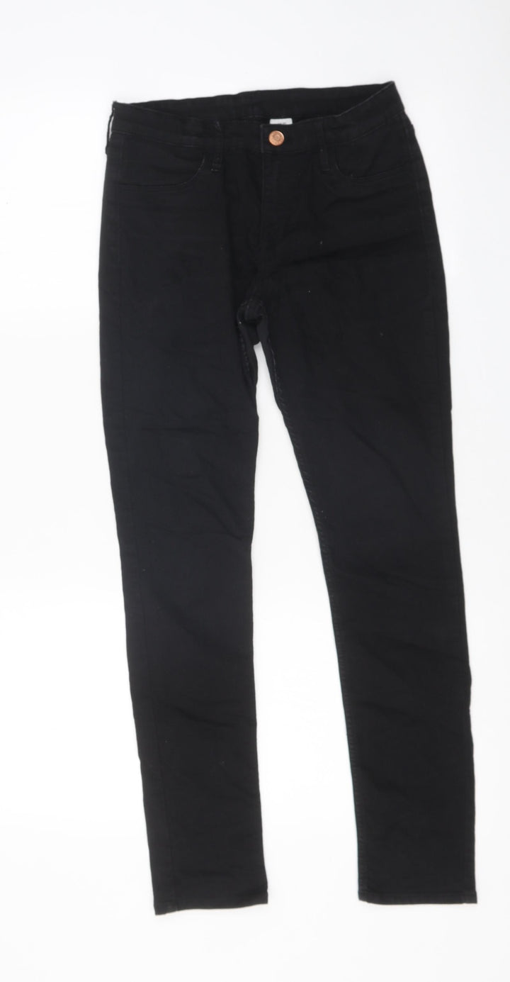 H&M Womens Black Acetate Skinny Jeans Size 12 L25 in Regular Zip