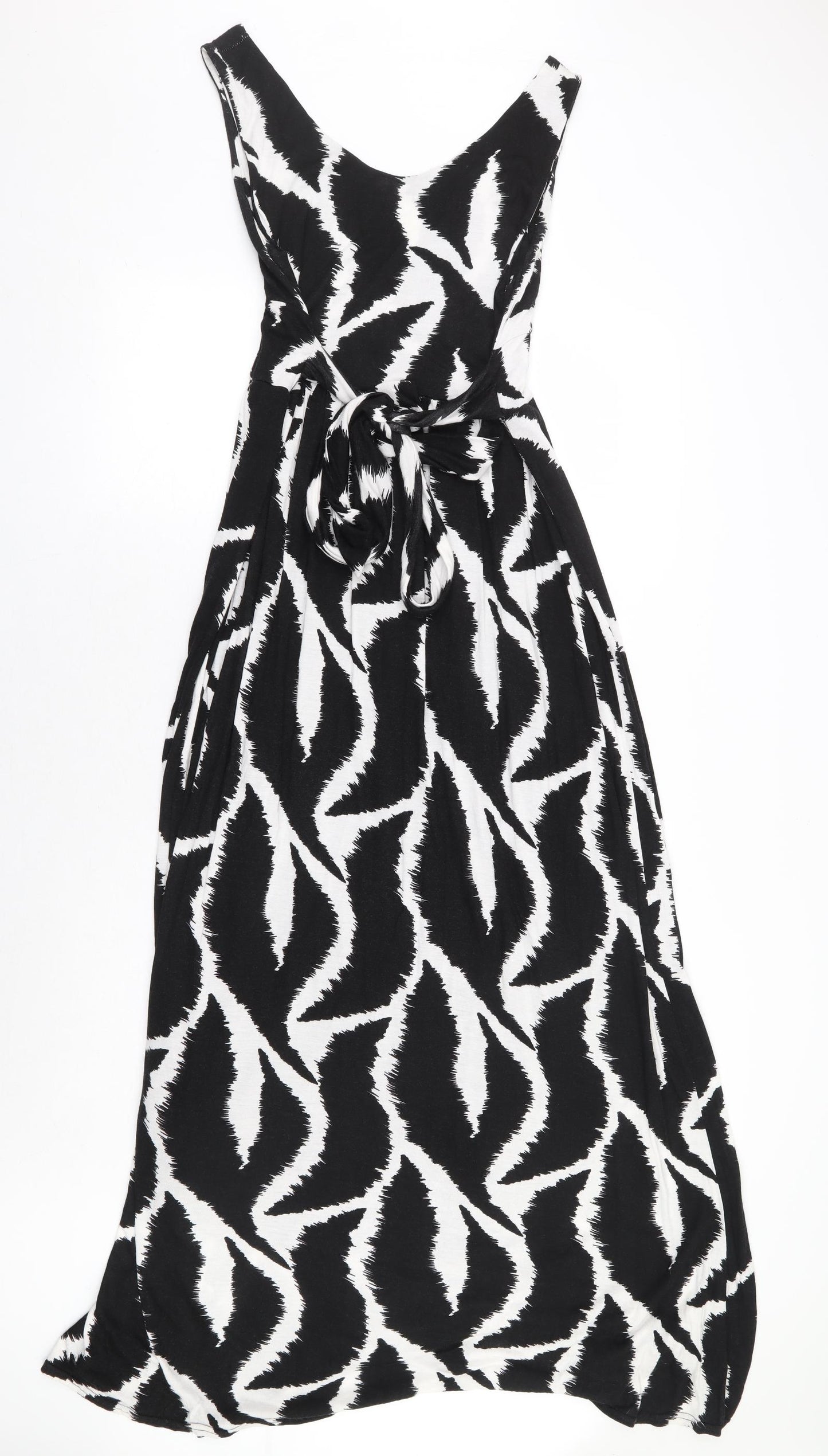 Rise Womens Black Geometric Viscose Maxi Size 16 V-Neck Pullover