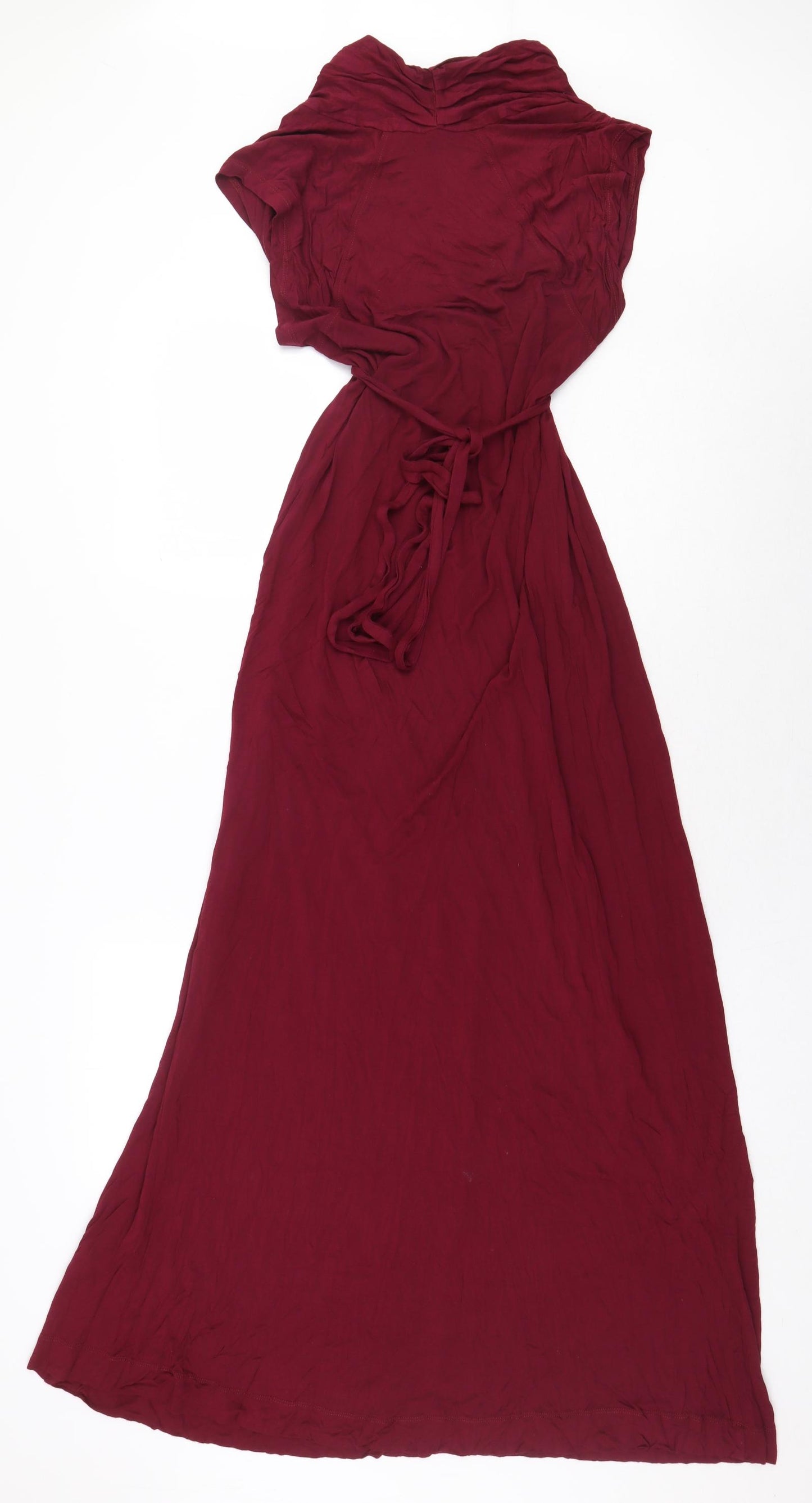 French Connection Womens Red Viscose Maxi Size 10 V-Neck Tie