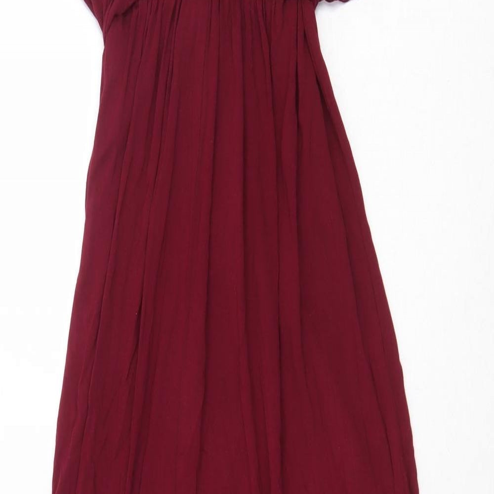 French Connection Womens Red Viscose Maxi Size 10 V-Neck Tie