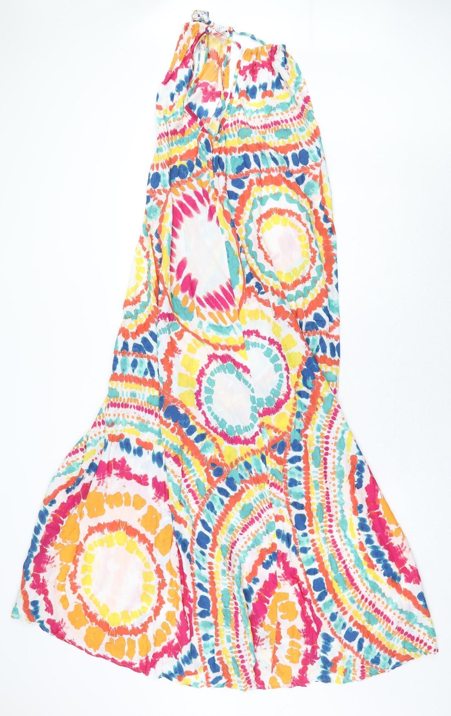 Papaya Womens Multicoloured Geometric Modal Maxi Size 12 Mock Neck Tie