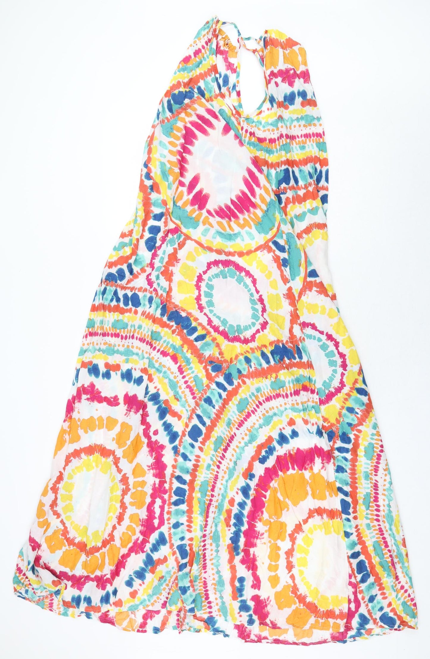 Papaya Womens Multicoloured Geometric Modal Maxi Size 12 Mock Neck Tie