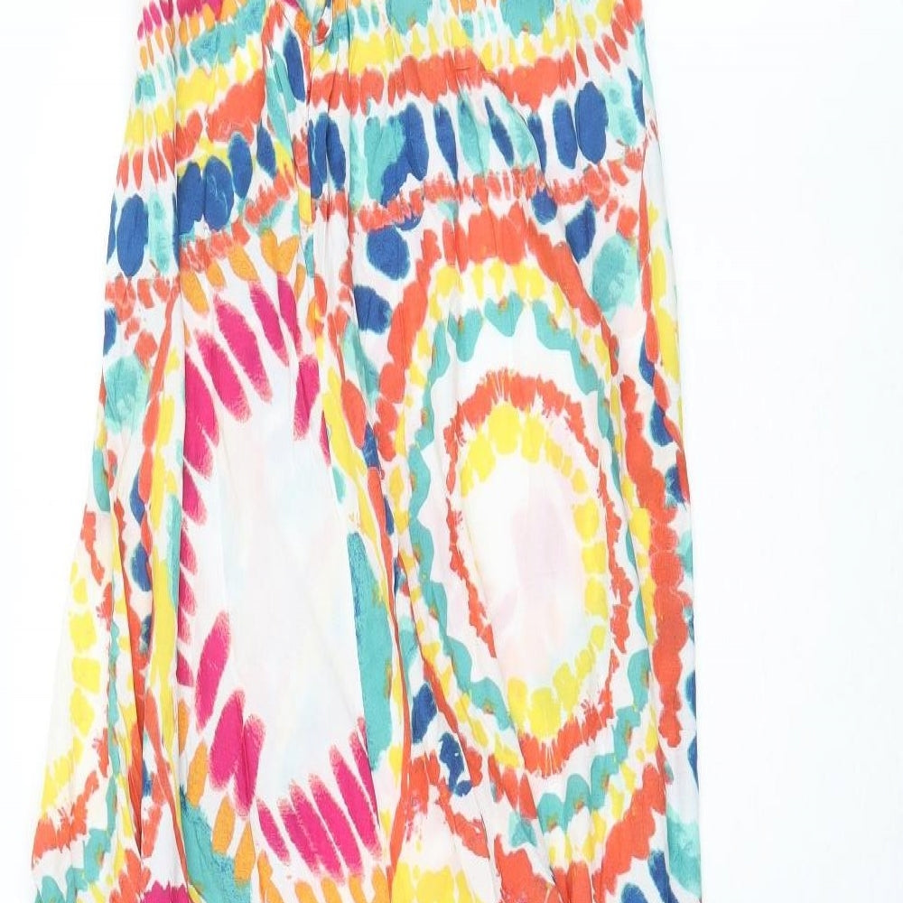Papaya Womens Multicoloured Geometric Modal Maxi Size 12 Mock Neck Tie