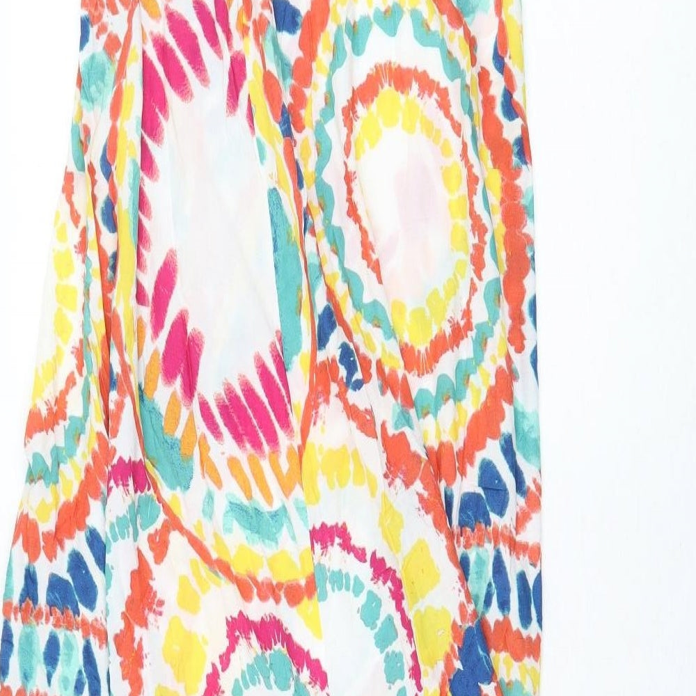 Papaya Womens Multicoloured Geometric Modal Maxi Size 12 Mock Neck Tie