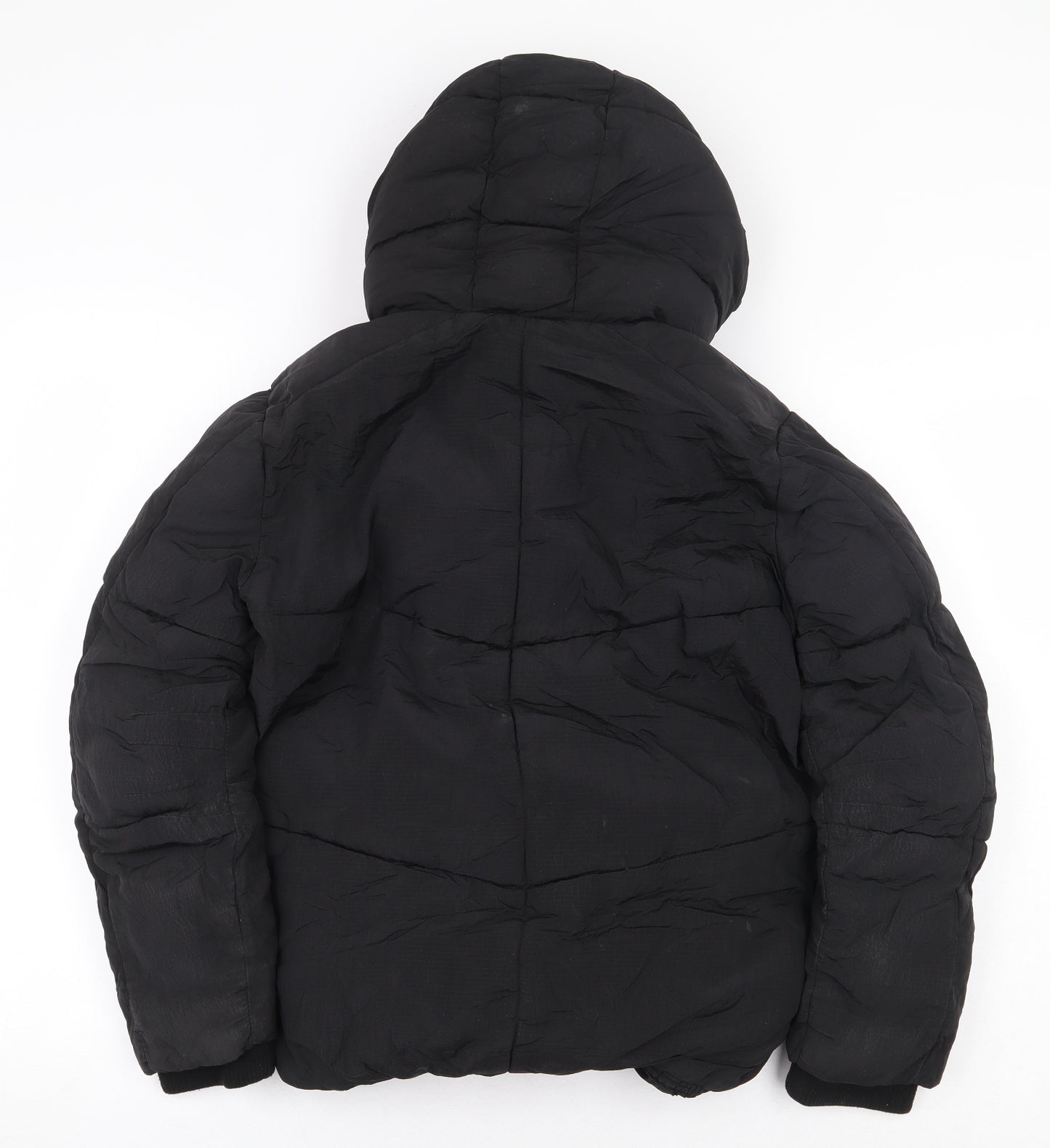 River Island Boys Black Puffer Jacket Coat Size 9-10 Years Zip