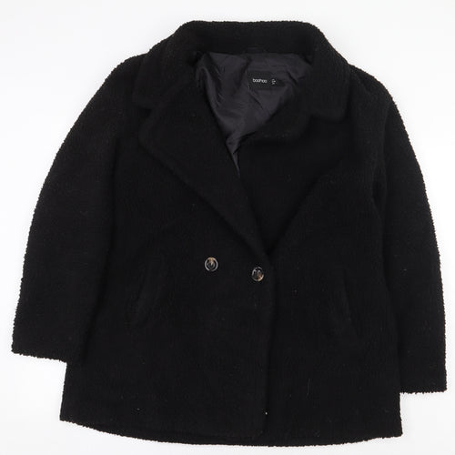 Boohoo Womens Black Jacket Size 12 Button