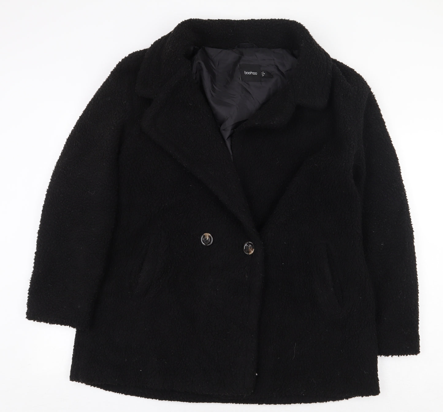 Boohoo Womens Black Jacket Size 12 Button