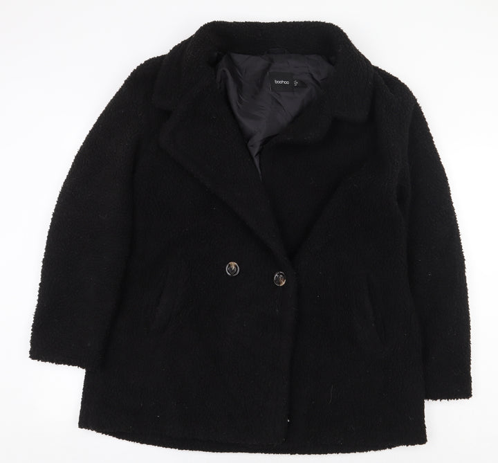 Boohoo Womens Black Jacket Size 12 Button