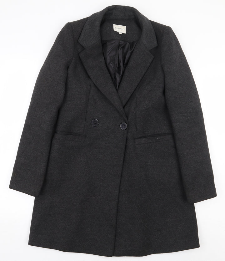 Warehouse Womens Grey Pea Coat Coat Size 6 Button