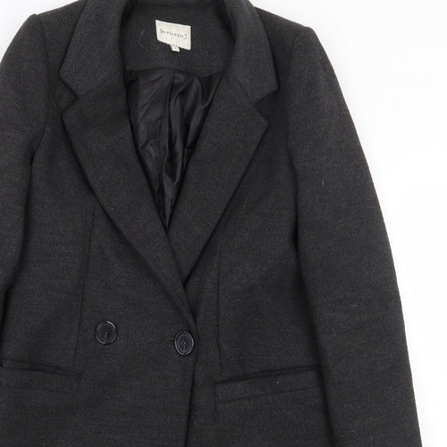 Warehouse Womens Grey Pea Coat Coat Size 6 Button