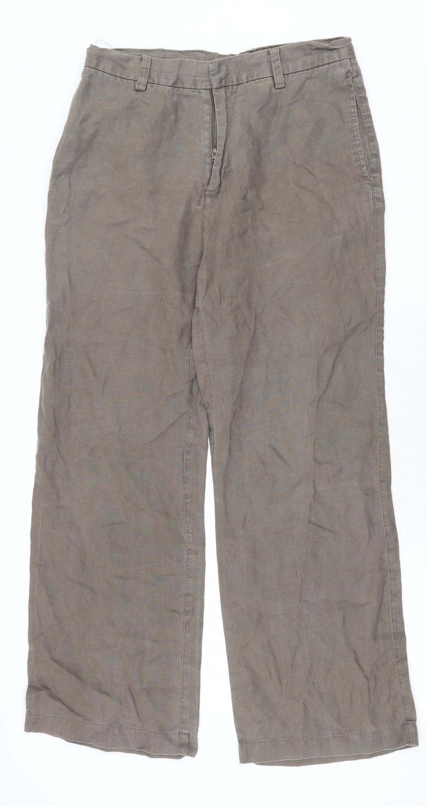 NEXT Mens Green Linen Trousers Size 30 in L28 in Regular Zip