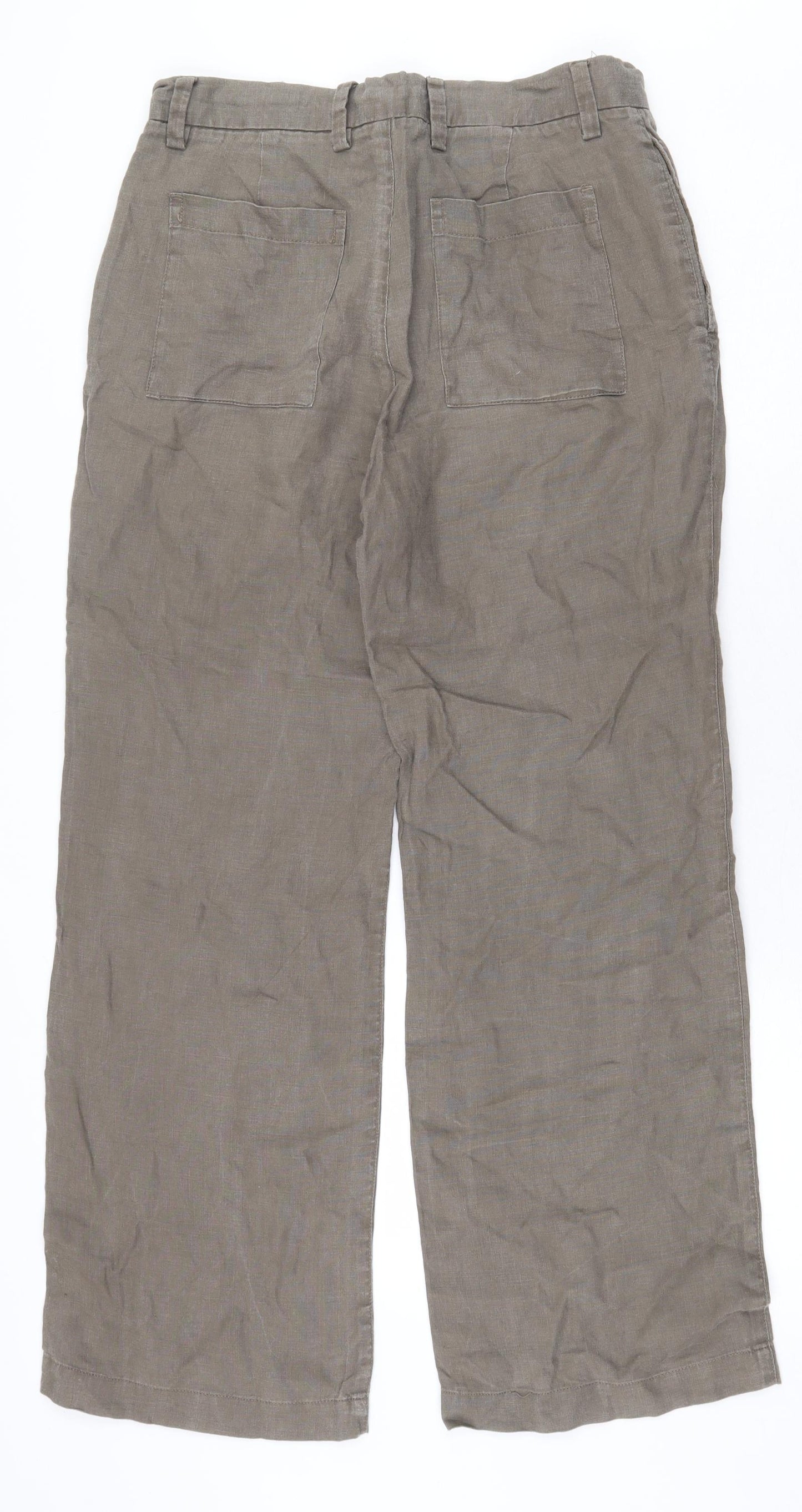 NEXT Mens Green Linen Trousers Size 30 in L28 in Regular Zip