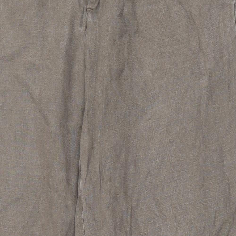 NEXT Mens Green Linen Trousers Size 30 in L28 in Regular Zip
