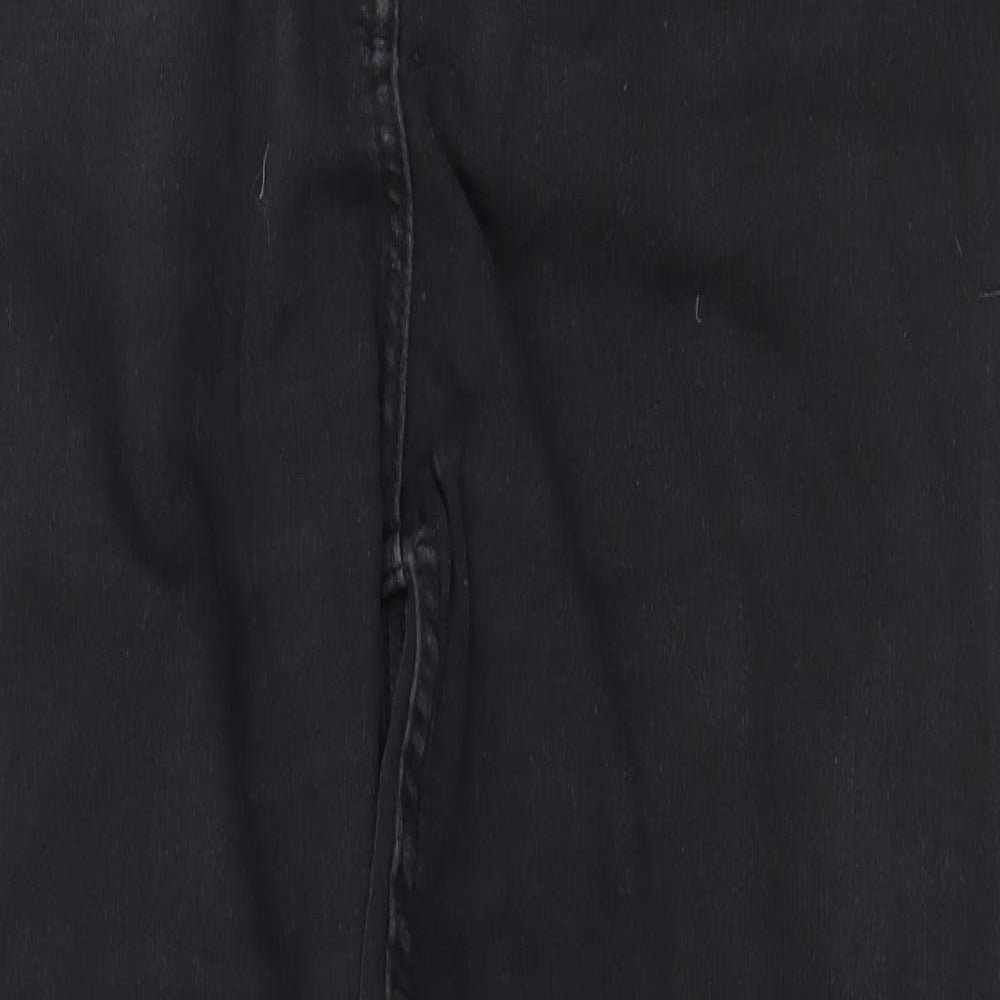 Falmer Womens Black Cotton Straight Jeans Size 16 L29 in Regular Zip