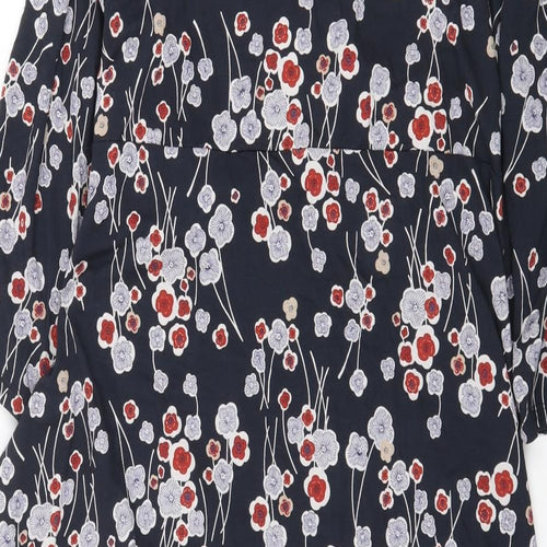 Marks and Spencer Womens Blue Floral Viscose Maxi Size 18 V-Neck Pullover