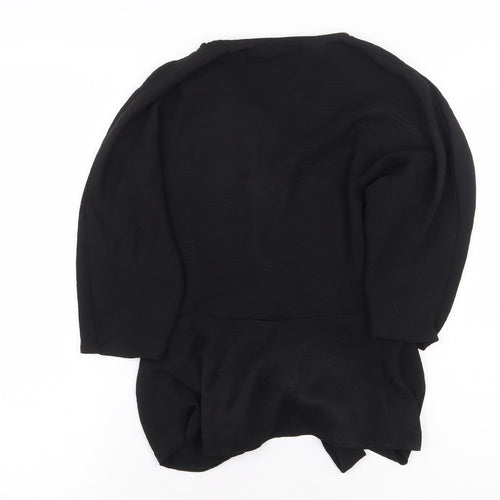 Primark Womens Black Polyester Basic Button-Up Size 8 V-Neck