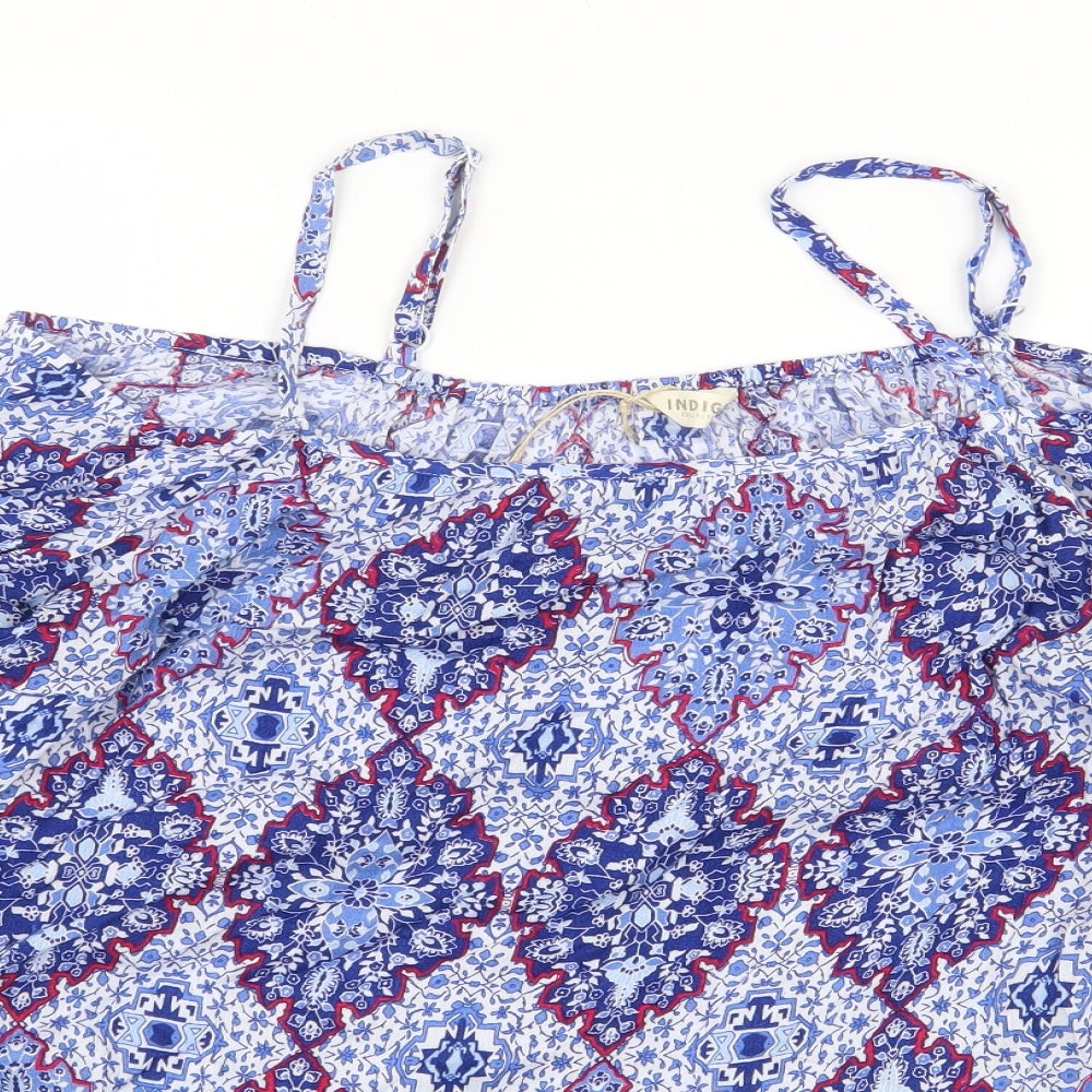 Marks and Spencer Womens Blue Paisley Viscose Basic Blouse Size 20 Off the Shoulder