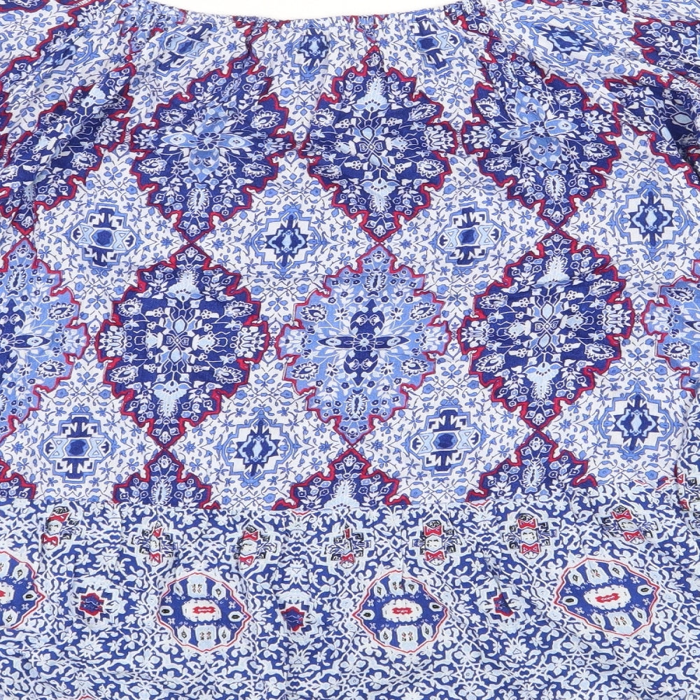 Marks and Spencer Womens Blue Paisley Viscose Basic Blouse Size 20 Off the Shoulder