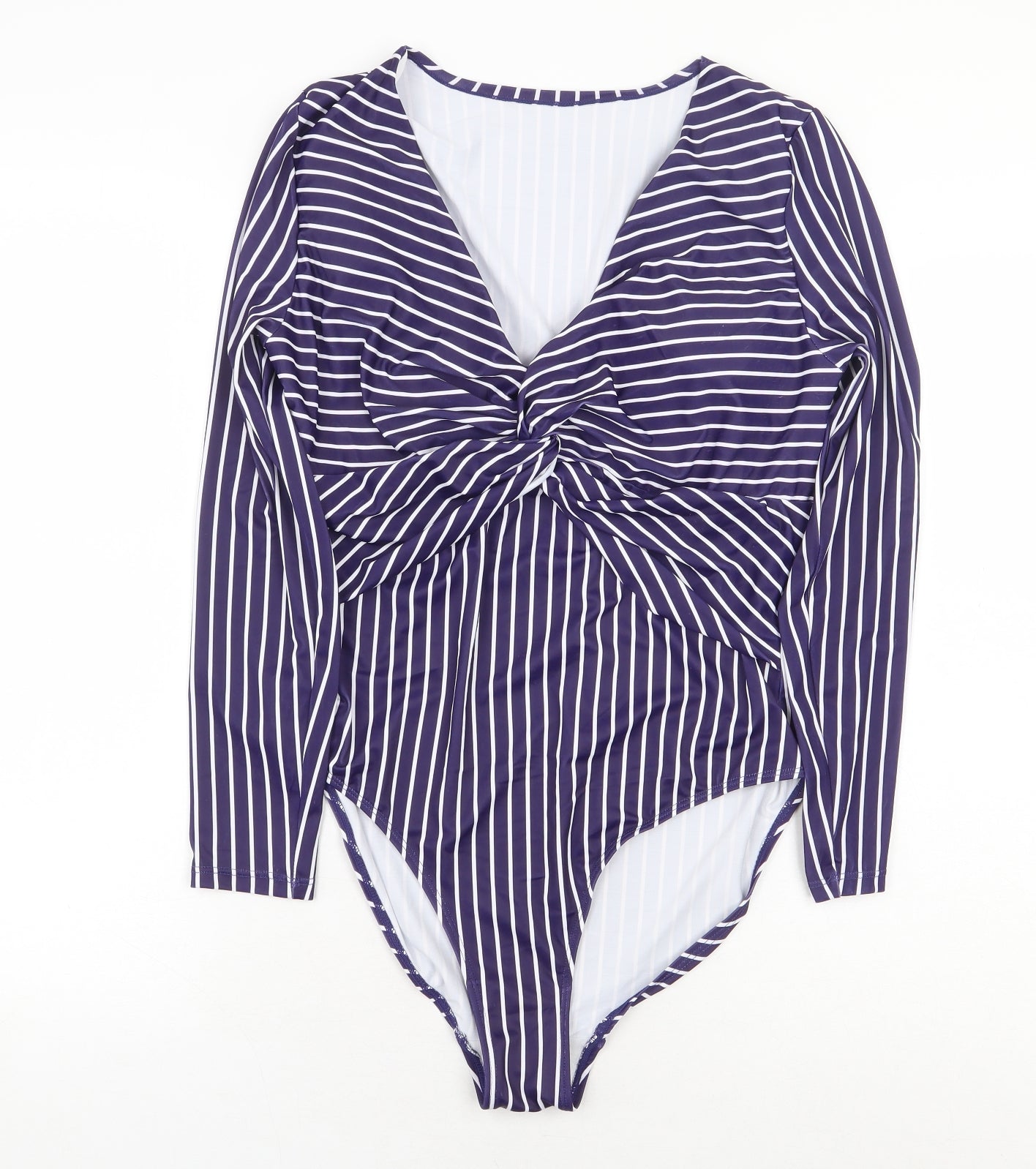 Matalan Womens Purple Striped Polyester One Piece Size 14