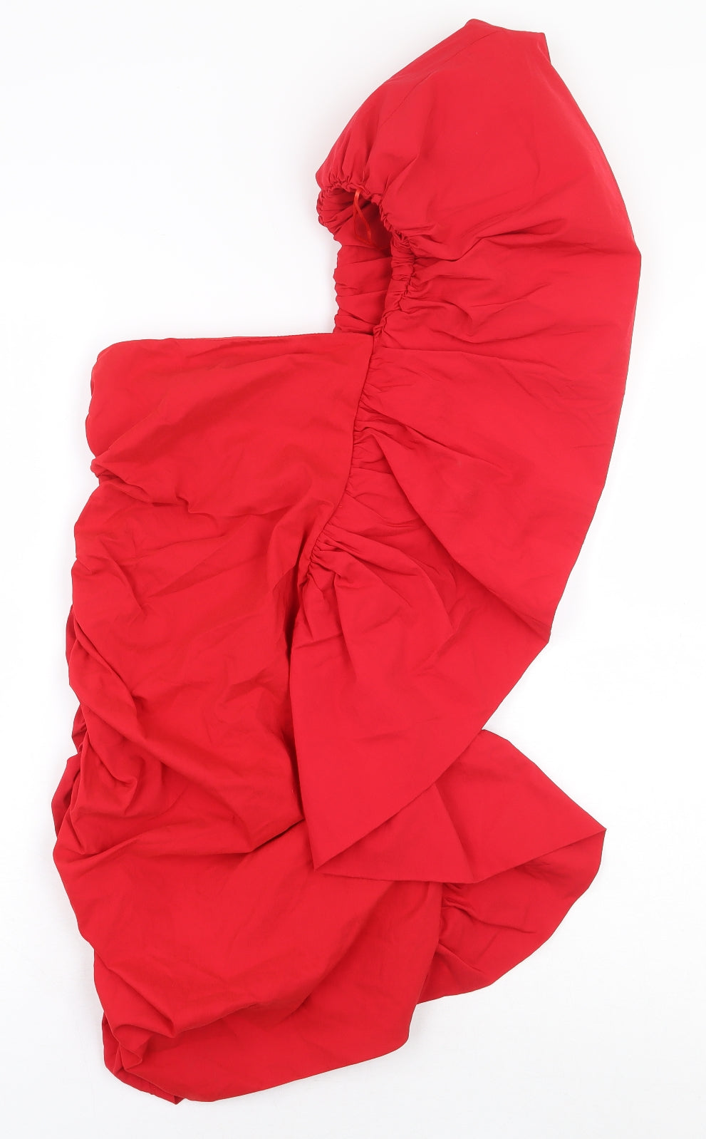 Zara Womens Red Viscose Mini Size M One Shoulder Zip