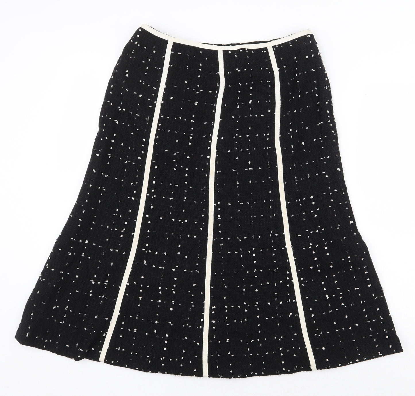Wallis Womens Black Striped Wool A-Line Skirt Size 10 Zip - `