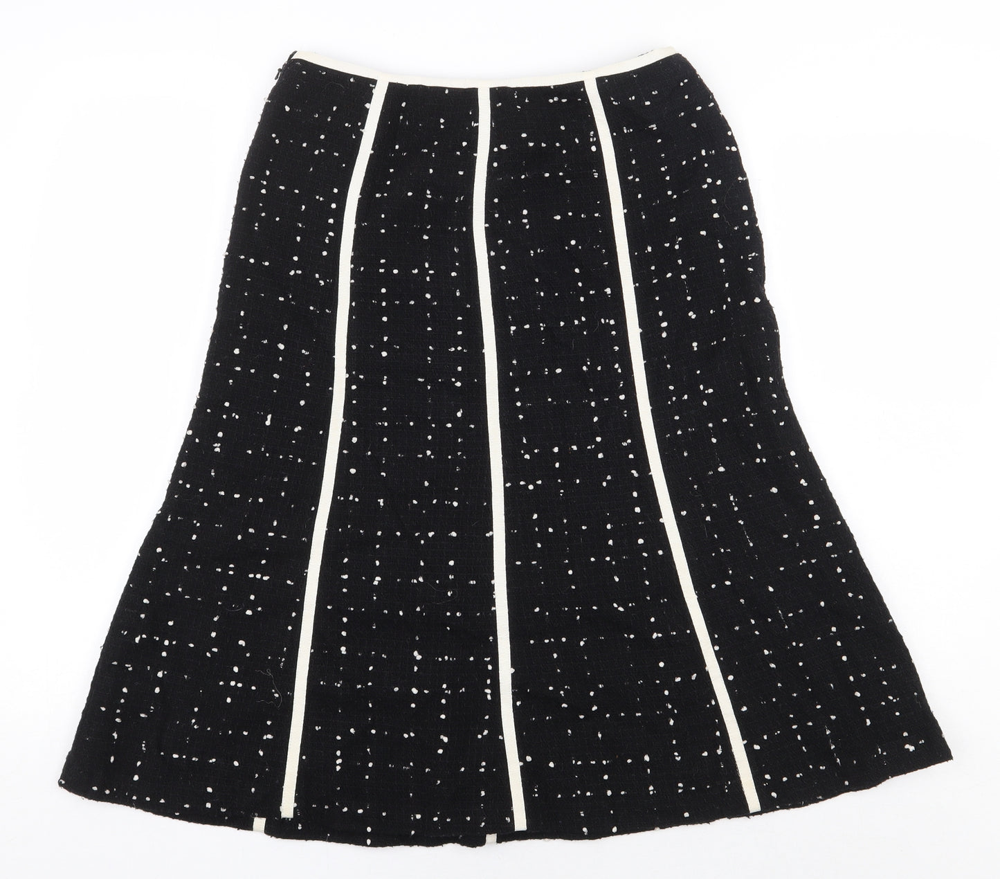 Wallis Womens Black Striped Wool A-Line Skirt Size 10 Zip - `