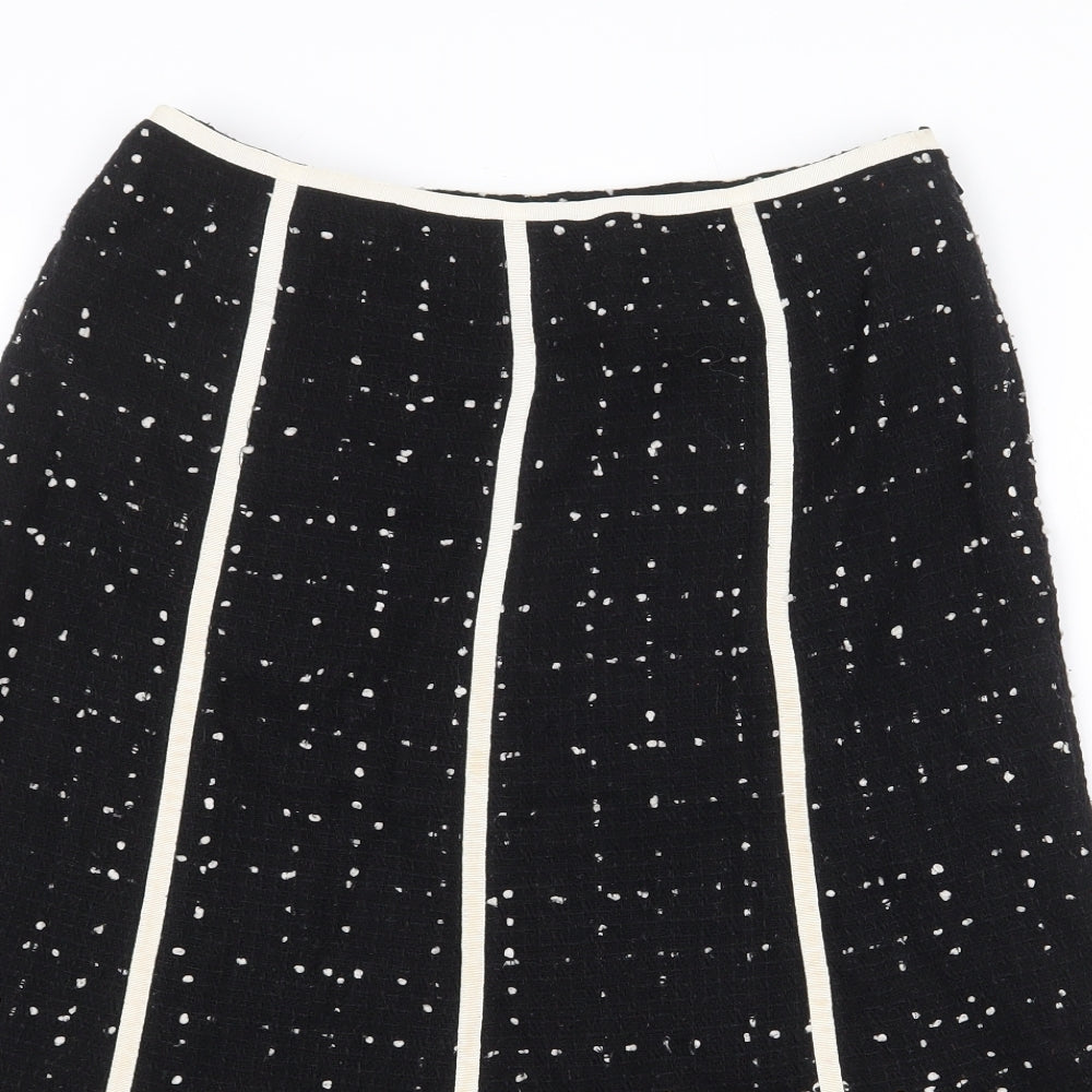 Wallis Womens Black Striped Wool A-Line Skirt Size 10 Zip - `