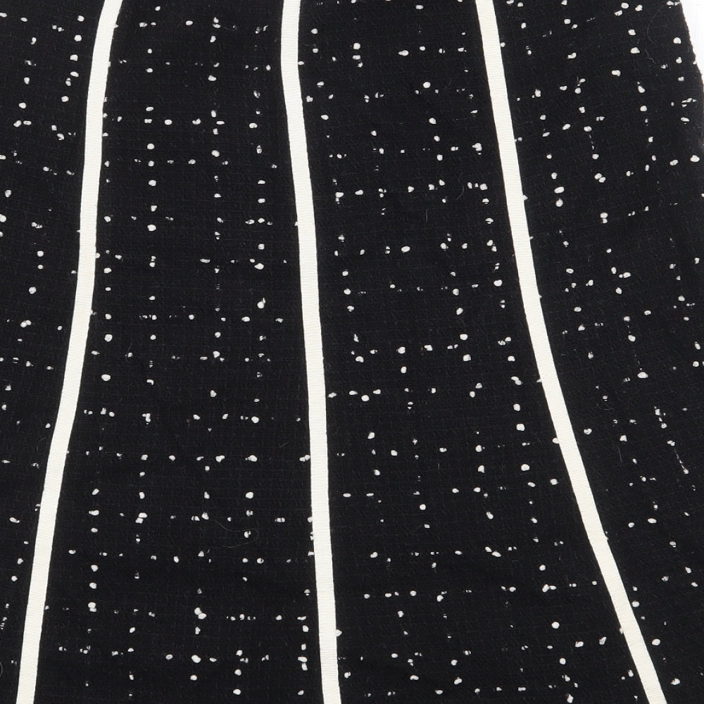 Wallis Womens Black Striped Wool A-Line Skirt Size 10 Zip - `