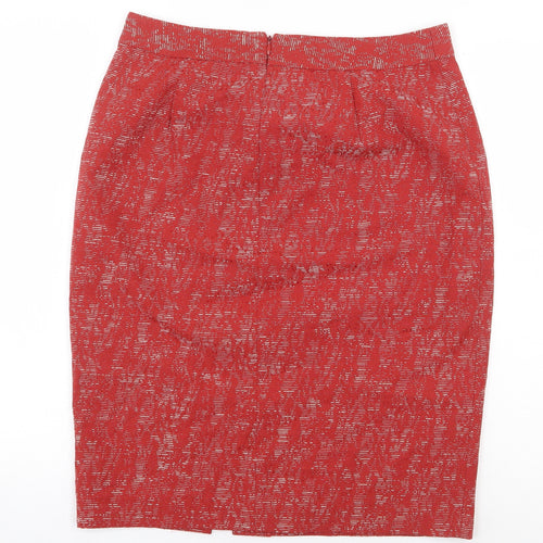 Fenn Wright Manson Womens Red Geometric Viscose Straight & Pencil Skirt Size M Zip