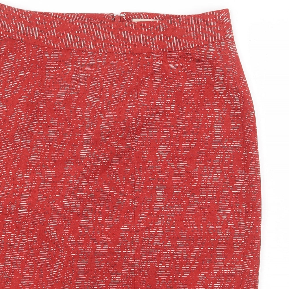 Fenn Wright Manson Womens Red Geometric Viscose Straight & Pencil Skirt Size M Zip