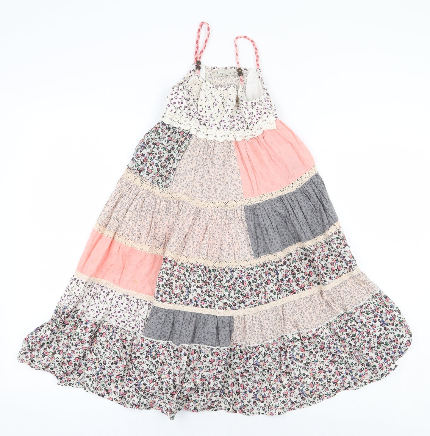NEXT Girls Multicoloured Floral 100% Cotton A-Line Size 5 Years Square Neck Pullover - Tiered