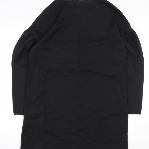 Boohoo Womens Black Polyester A-Line Size 12 Boat Neck Zip