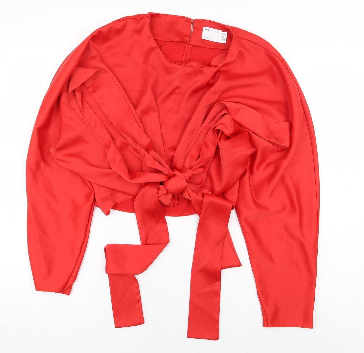 ASOS Curve Womens Red Polyester Cropped Blouse Size 20 Boat Neck