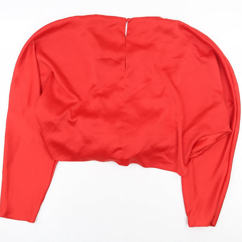 ASOS Curve Womens Red Polyester Cropped Blouse Size 20 Boat Neck