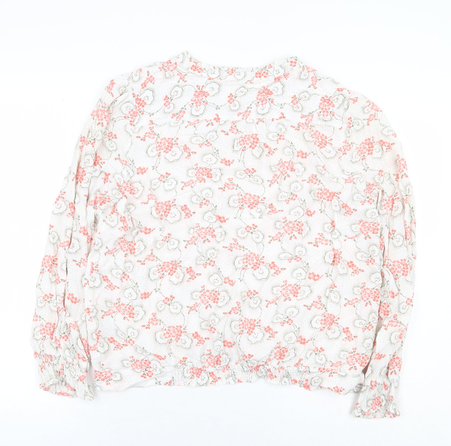 Per Una Womens White Floral Viscose Basic Blouse Size 16 V-Neck