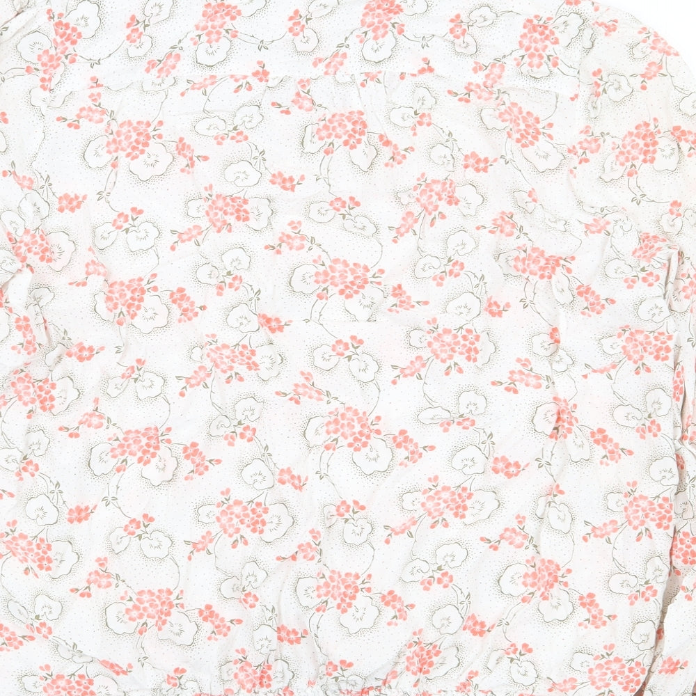 Per Una Womens White Floral Viscose Basic Blouse Size 16 V-Neck